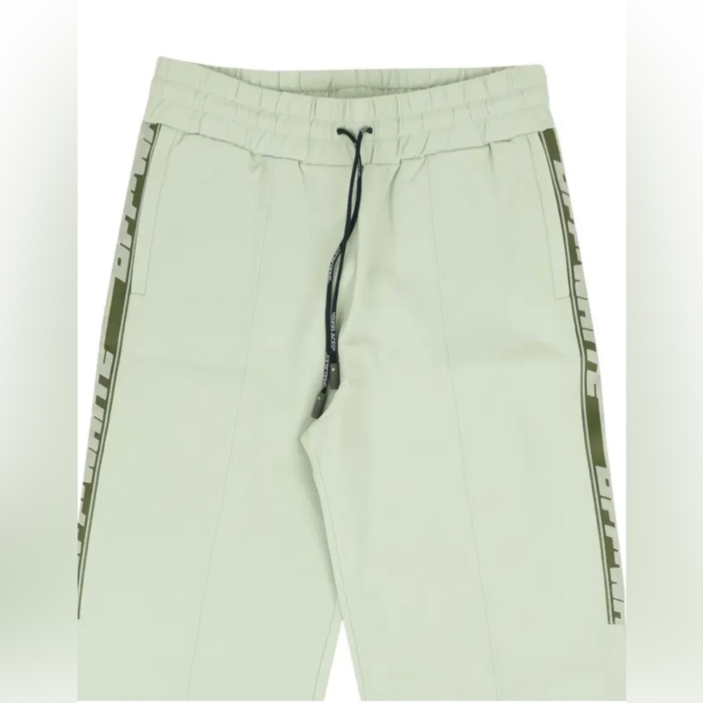 Off-White Brand Side Tape Logo Front Slit Track Pants Mint Green Small View 2